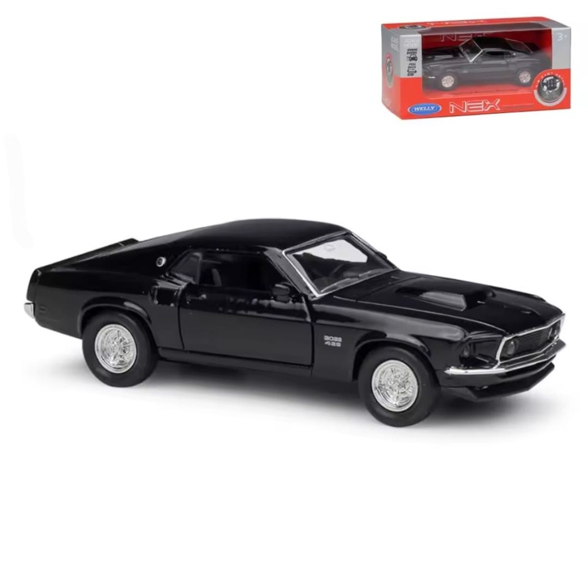 GENERICO - 1969 Ford Mustang Boss 429 Negro auto de colección 1: 36