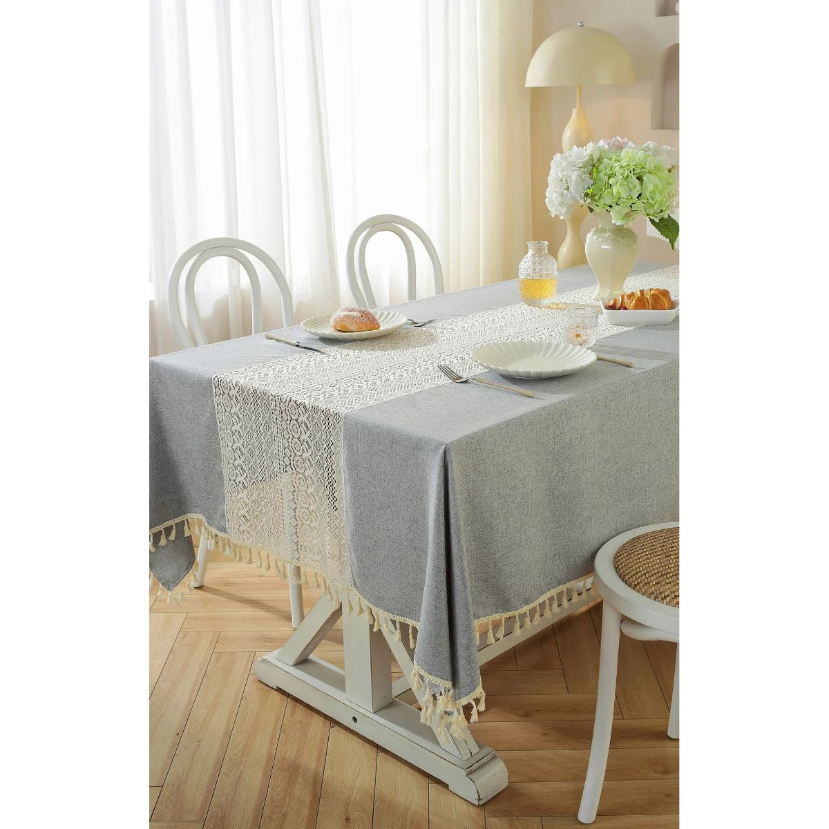 PUREPOWER - Mantel Vintage Crochet Flecos Lino140x220cm