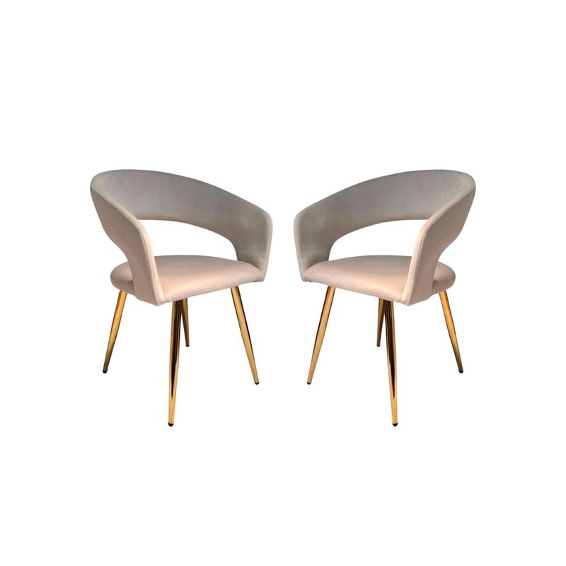 GENERICO - Pack 2 Sitial Florencia Patas Doradas - Beige