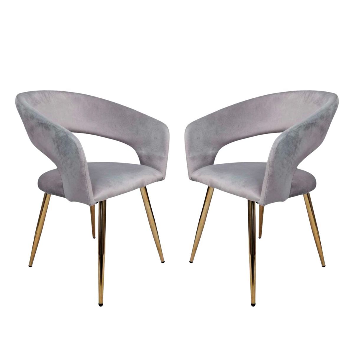 GENERICO - Pack 2 Sitial Florencia Patas Doradas - Gris