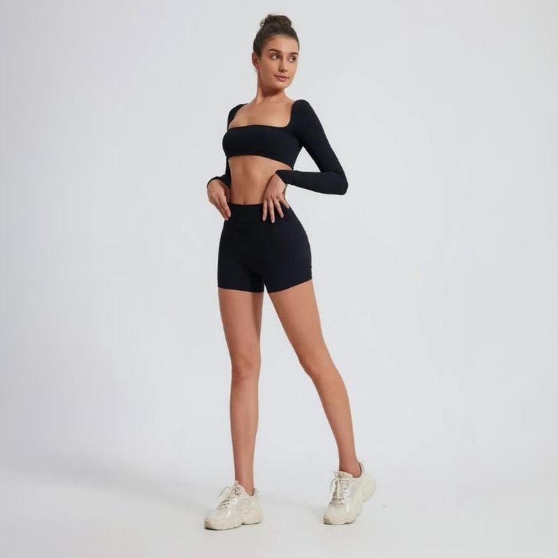 NOVY - Top Camiseta Polera Licra Premium Cuello Cuadrado