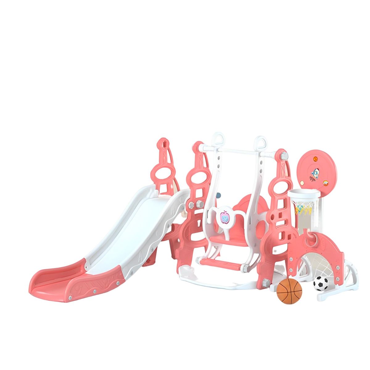 GOLDEN BABY'S - Juego Tobogan Infantil Resbalin Columpio Aro 5 En 1 Rojo