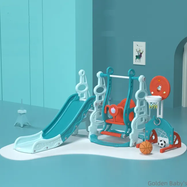 GOLDEN BABY'S - Juego Tobogan Infantil Resbalin Columpio Aro 5 En 1 Azul