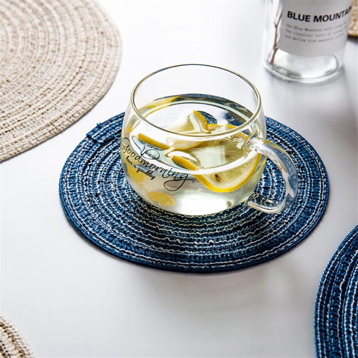 PUREPOWER - Set 8 individuales redondos tejidos 11cm