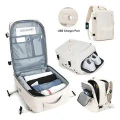EINICIO - Beige Mochila de Viaje para exteriores 40L Grande Expandible