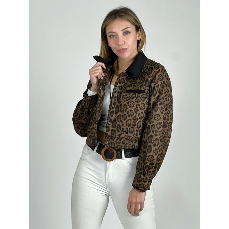 ENIGMATICA BOUTIQUE - Chaqueta Print de Gamuza con Forro - Gris