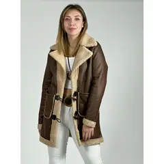 ENIGMATICA BOUTIQUE - Abrigo Gamuza Gamulan Achiporrado - Café