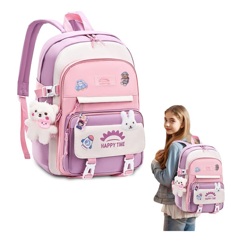 EINICIO - Mochila Escolar De Gran Capacidad Para Niñas Con Decoraciones