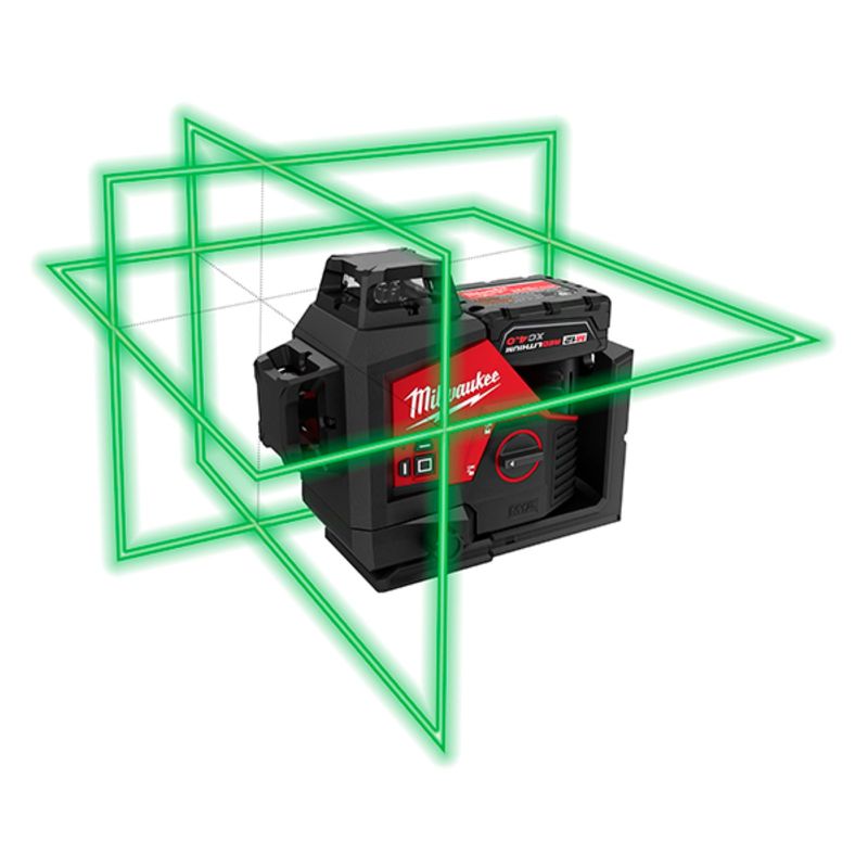 MILWAUKEE - Kit Nivel Láser verde de 3 planos en 360° Milwaukee 3632-21