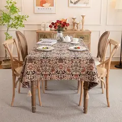 PUREPOWER - Mantel Rectangular Polialgodón con Flecos 140x300cm- Multiusos Rústico