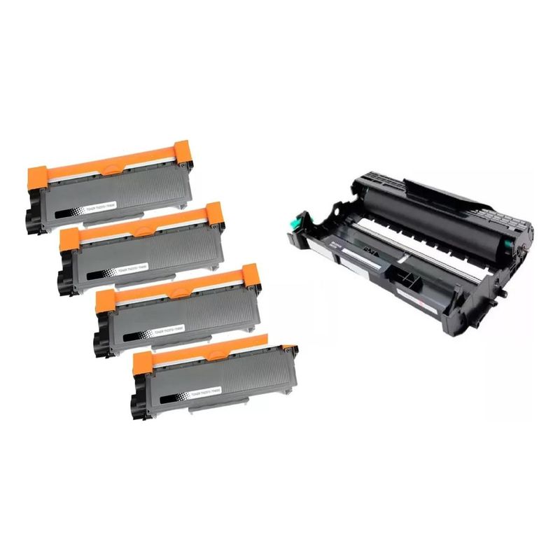 GENERICO - Pack 4 Toner Tn-2370 + Dr-2340 L2320 L2520 L2720 Negro