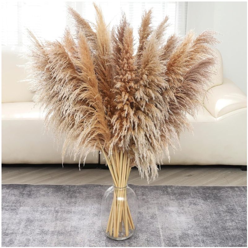 KUANGYE - Pampas Secas 5pcs Plantas Decorativas Flores Artificiales