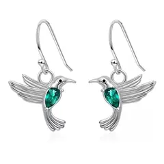 ELEGA - Aros Colibrí Plata Fina 925 Joya Mujer Regalo