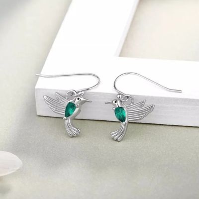 Imagen 2 del producto Aros Colibrí Plata Fina 925 Joya Mujer Regalo