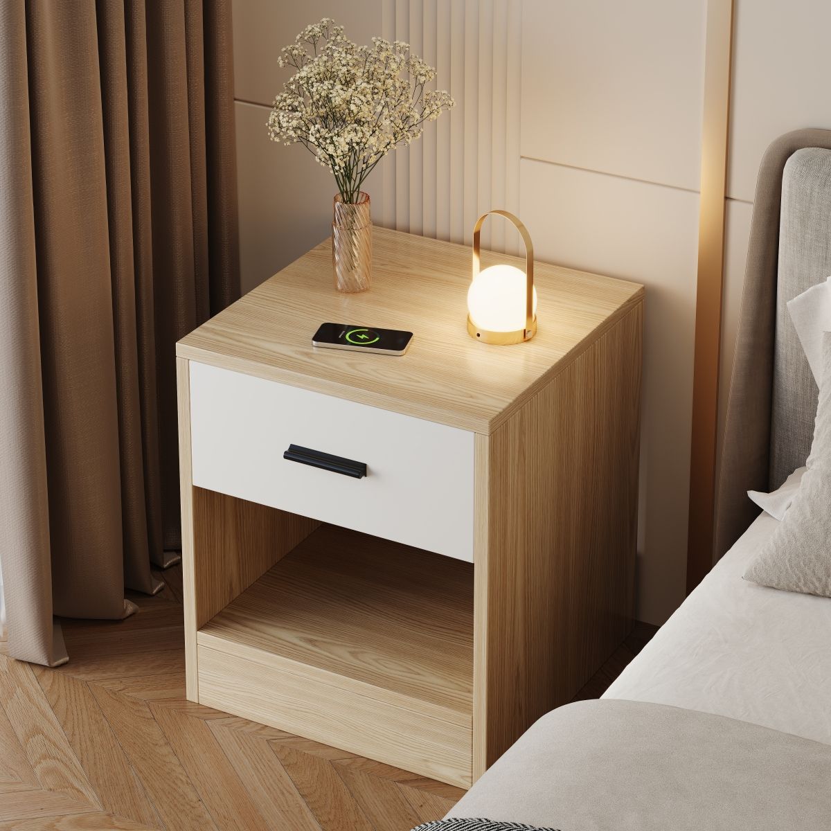 GENERICO - Velador Con Cajón Mesa de Noche 40x30x55