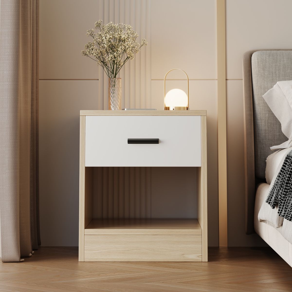 GENERICO - Velador Con Cajón Mesa de Noche 40x30x55