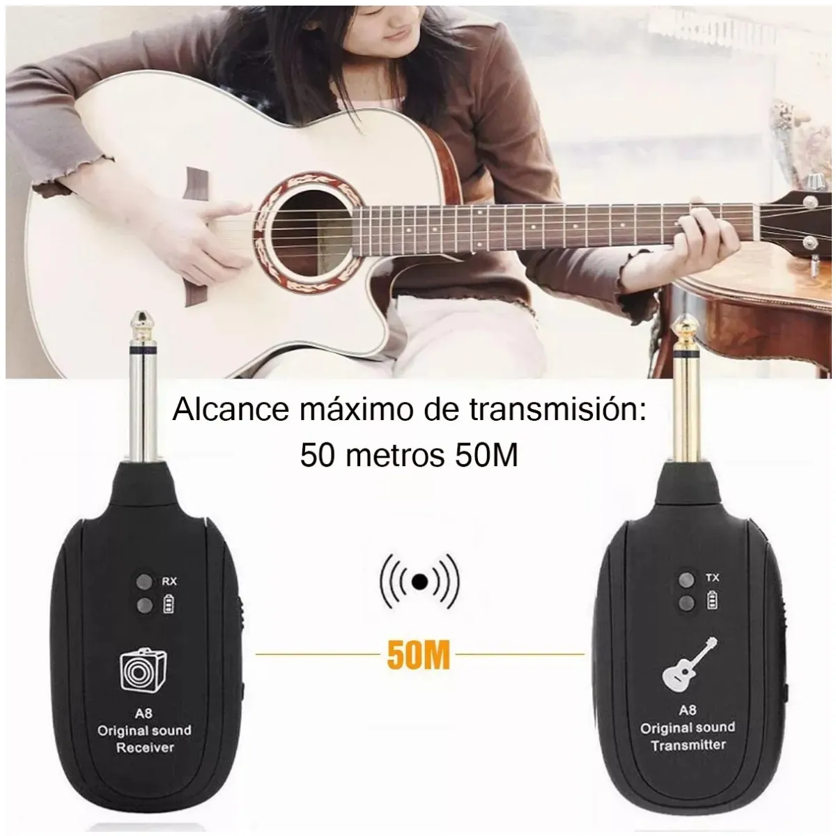 KUANGYE - A8 Sistema Transmisor Y Receptor Inalambrico Guitarra Uhf