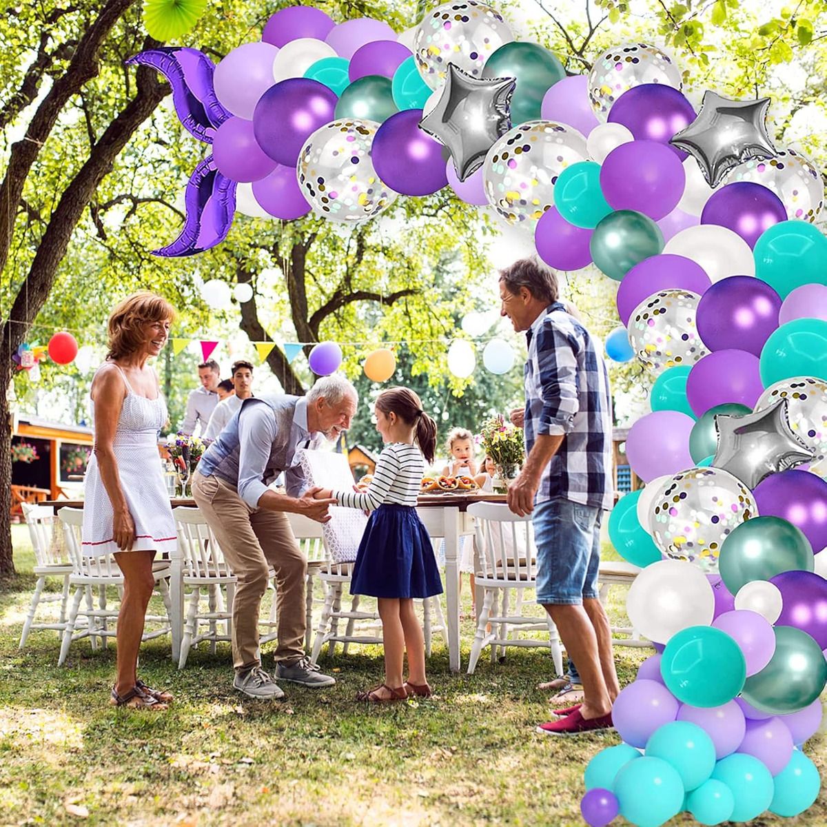 GENERICO - 136 Pza Globos De Cumpleaños Mermaid Balloon Decorativos