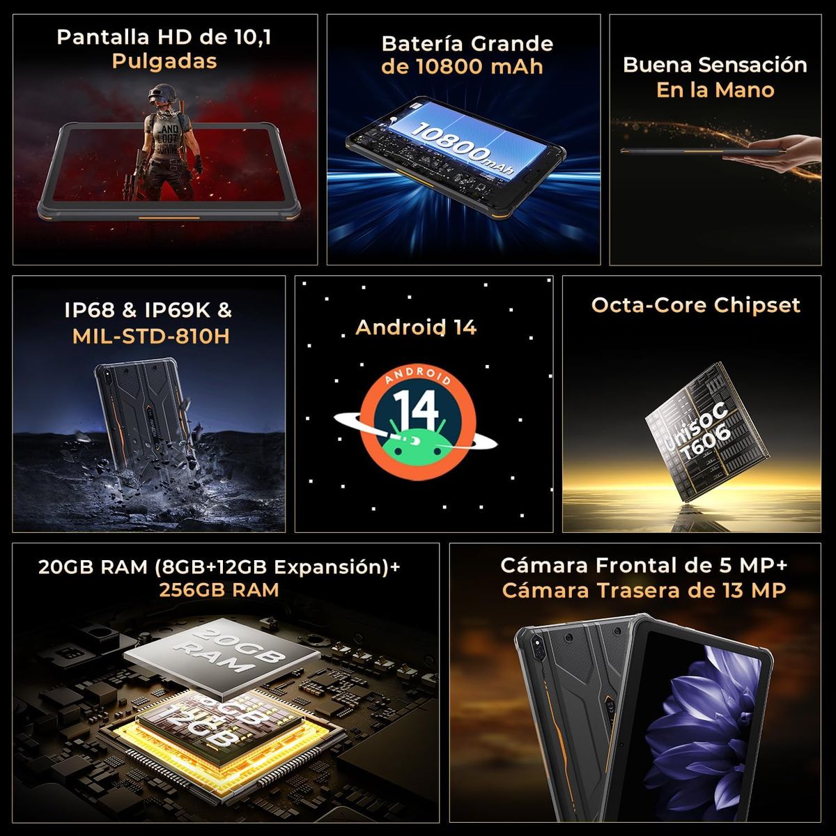 DOOGEE - Tableta HOTWAV R10 Pro, 20GB+256GB, 10800mAh,  Android 14