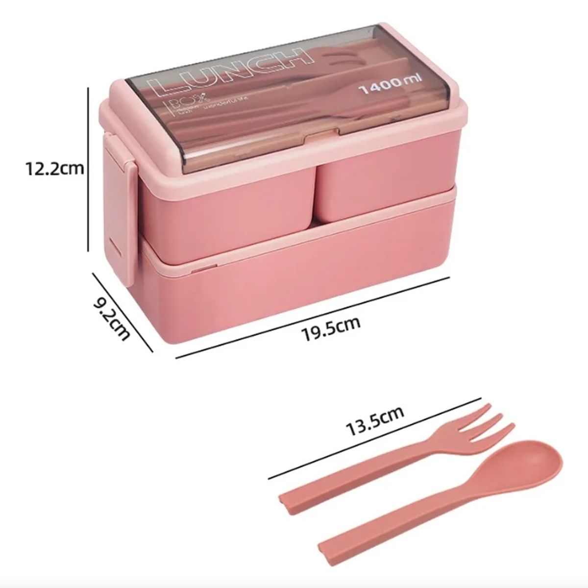 EDWINAYY - Lunch Box De Doble Capa Fiambrera Desmontable Con Cubiertos