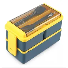 EDWINAYY - Lunch Box De Doble Capa Fiambrera Desmontable Con Cubiertos