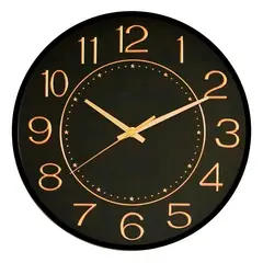 GENERICO - Reloj De Pared Dormitorio Sala Negro y Dorado