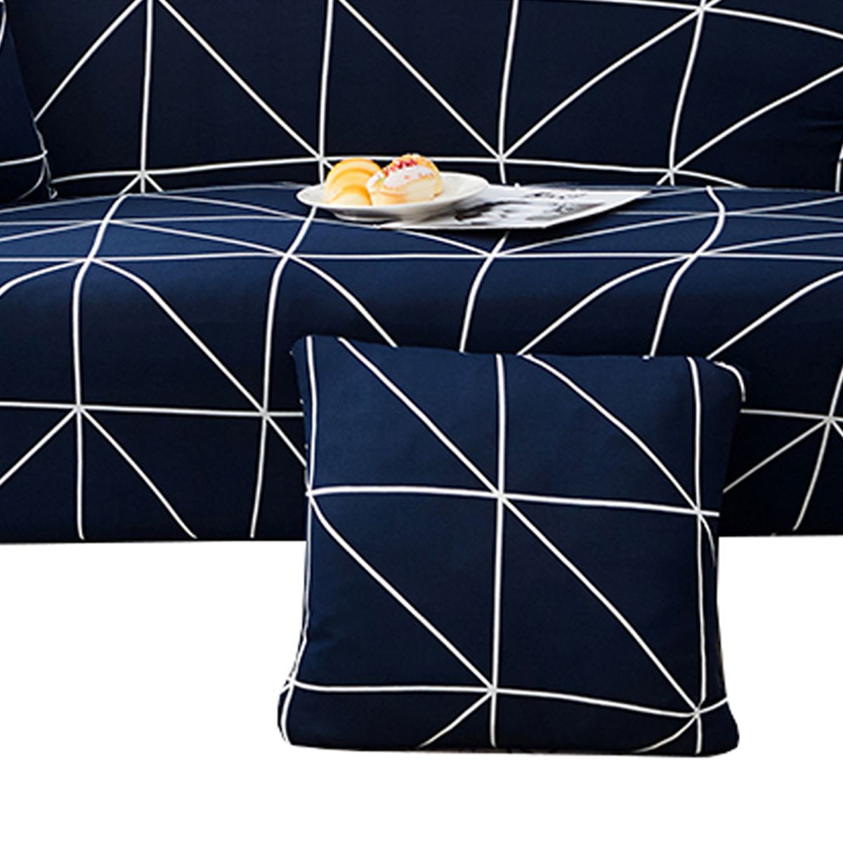 HOME ESSENTIALS - Funda sillón diseño geo 2 cuerpos azul