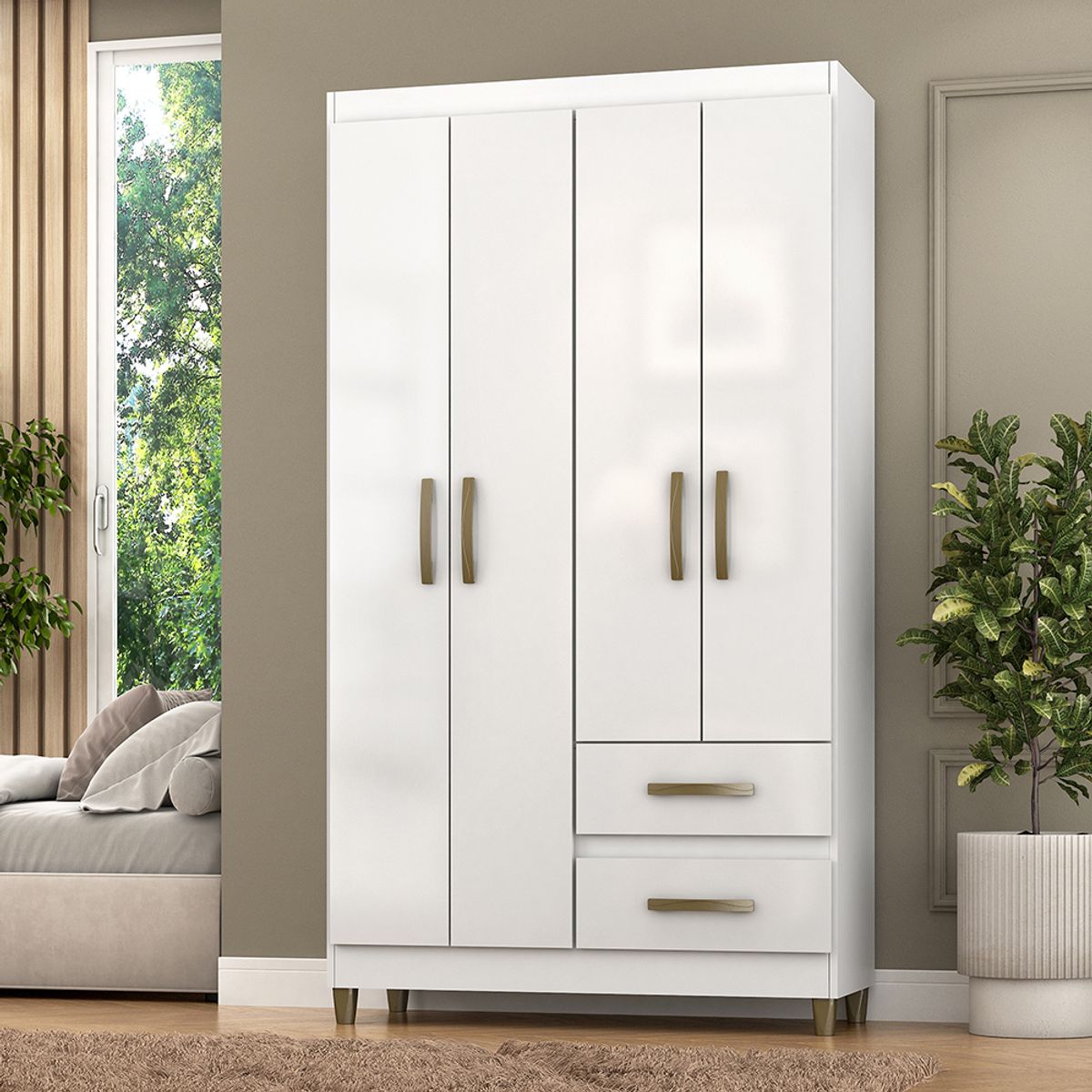 VEKKAHOME - CLOSET LISBOA BLANCO 4P 2C