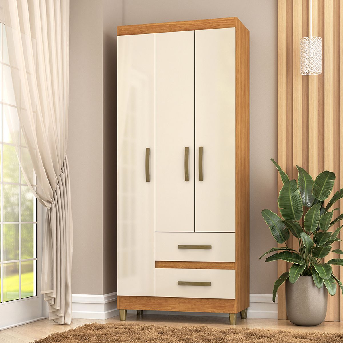 VEKKAHOME - CLOSET PORTO BEIGE 3P 2C