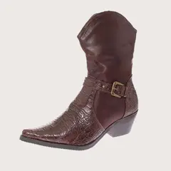 SOLLU - Bota Vaquera Para Mujer Color Coffee