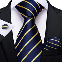 SN SONEC - Set Corbata Hombre Seda con Pañuelo Colleras Modelos Multitono En Caja
