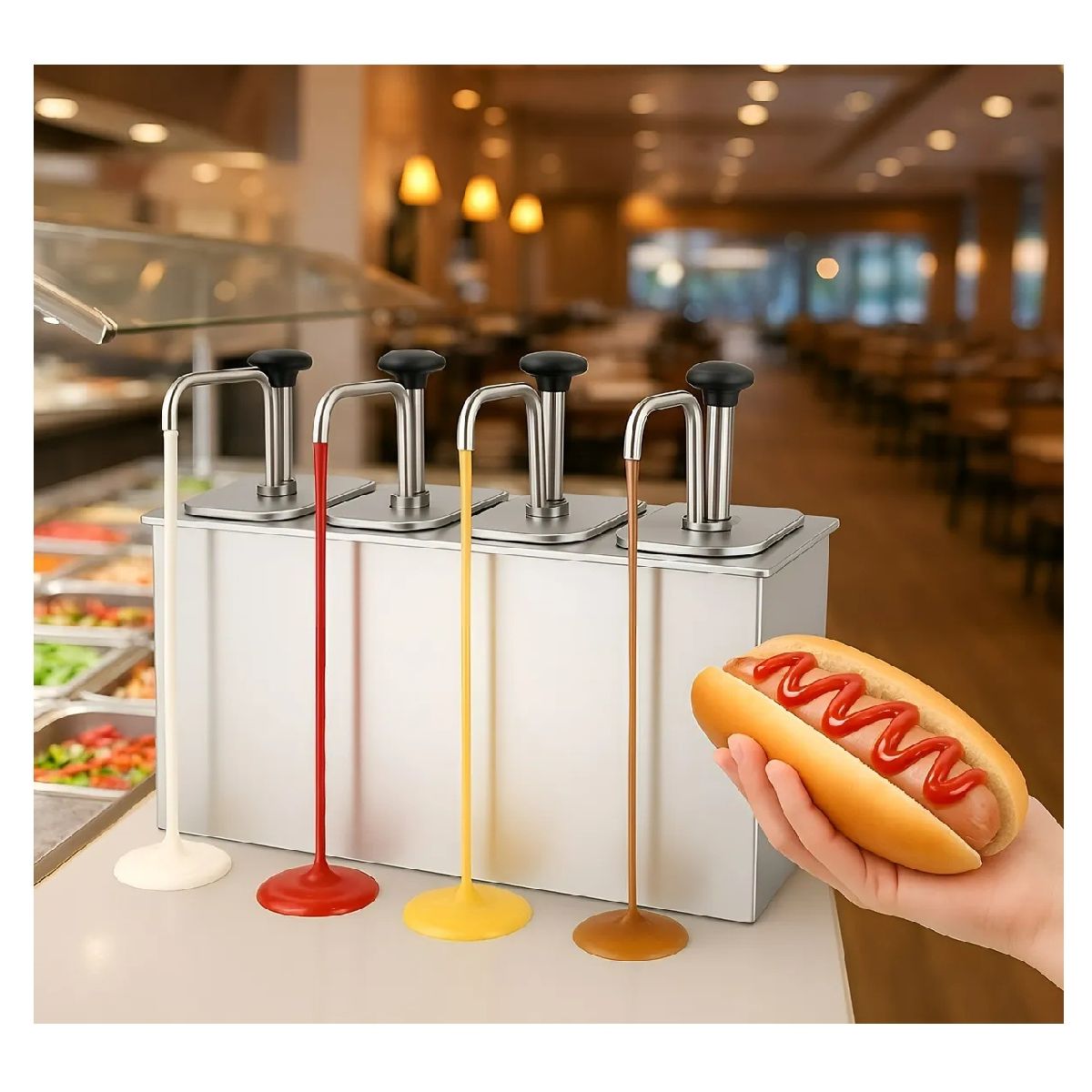 PASTELERIUSCL - Dispensador De Salsa Dispensador Bomba Dosificador Salsa 8l Bomba Dispensadora Acero Inoxidable