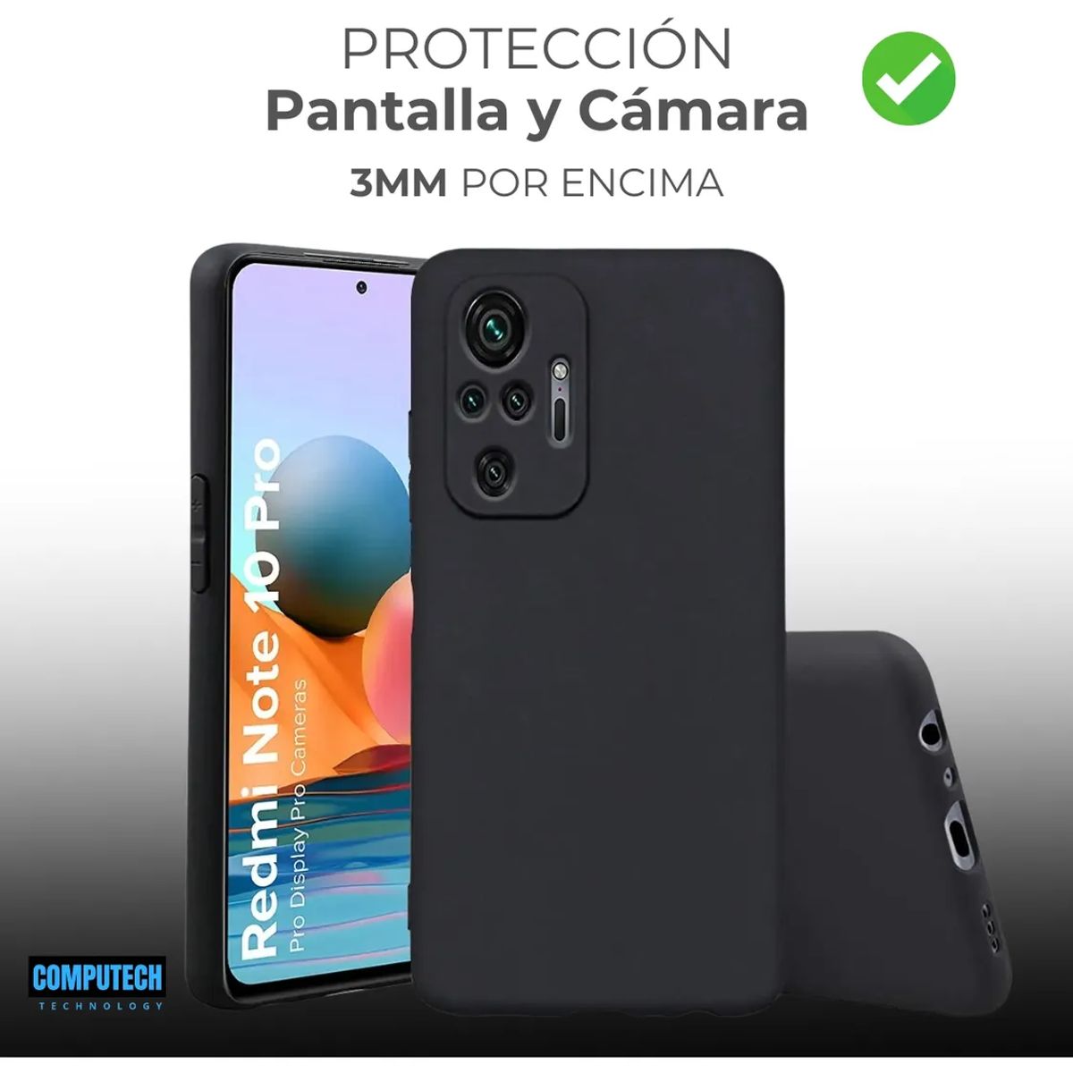 GENERICO - Carcasa Silicona Antihuellas Para Xiaomi Redmi Note 10 Pro Negro
