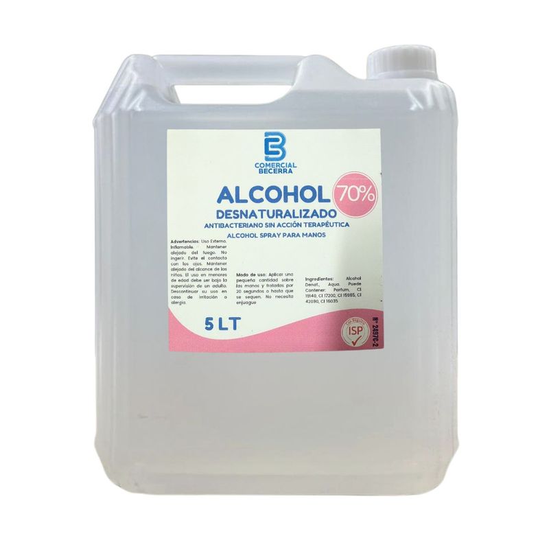 GENERICO - Alcohol Desnaturalizado al 70% Antibacterial 5L Con Registro ISP