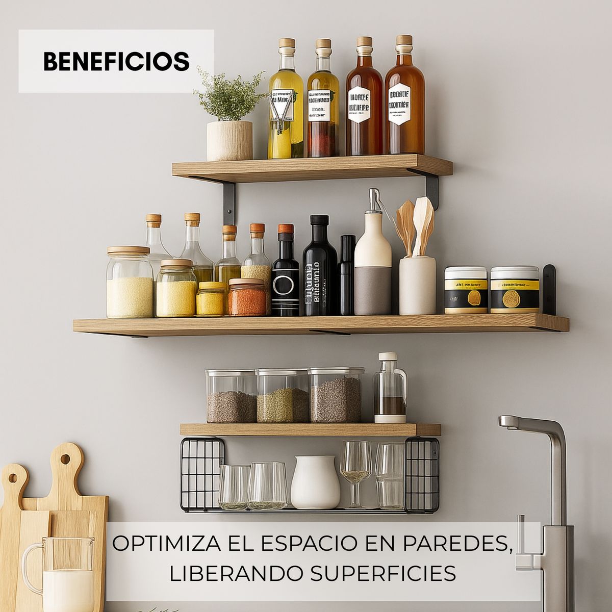 GENERICO - Kit 4 Capas Repisas Flotantes De Madera Modernas