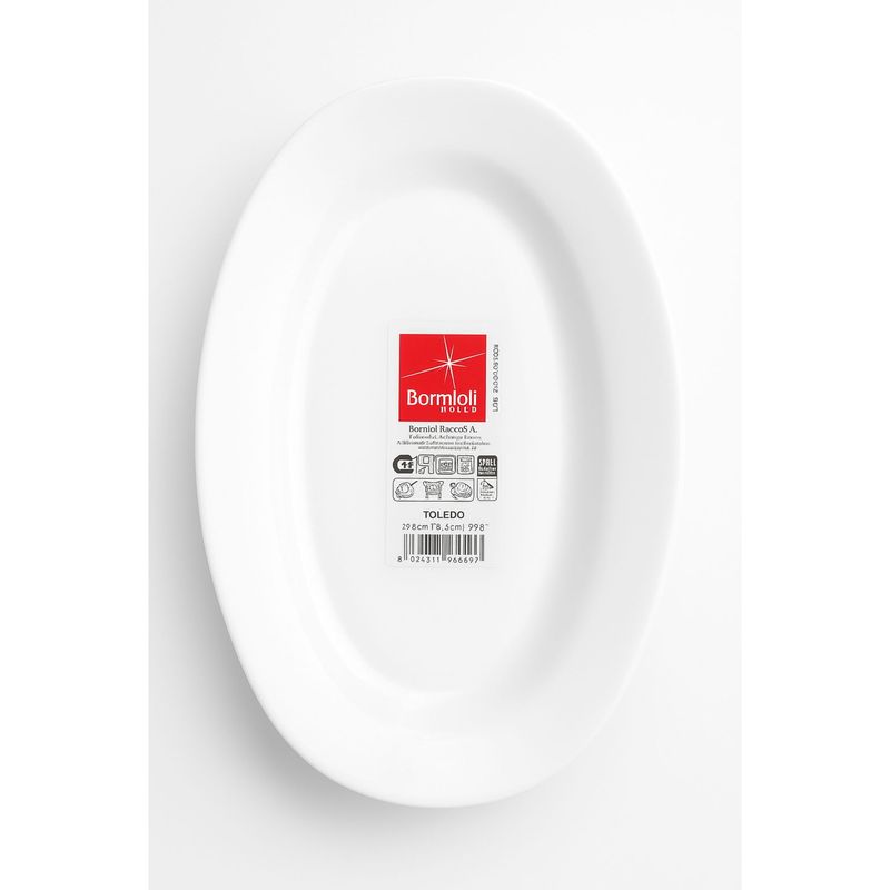 BORMIOLI - Plato Ovalado Vidrio Opal Toledo 23cm