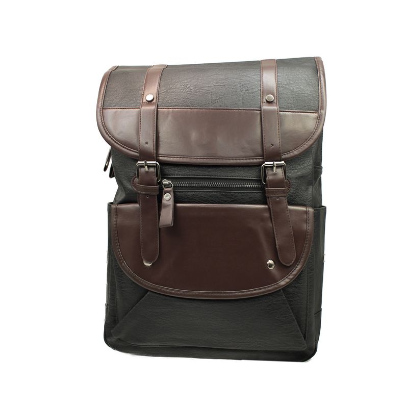PUNTO STORE - Mochila Vintage Unisex Tipo Cuero Negra - PS