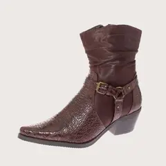 SOLLU - Bota Vaquera Para Mujer Color Coffee