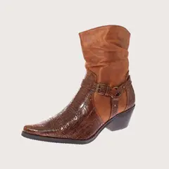 SOLLU - Bota Vaquera Para Mujer Color Café