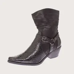 SOLLU - Bota Vaquera Para Mujer Color Negro