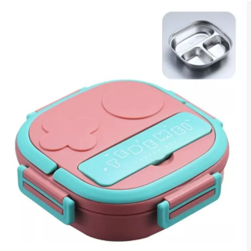 GENERICO - Taper Para Comida Reutilizable Fuente Colación 3 Componentes Rosa