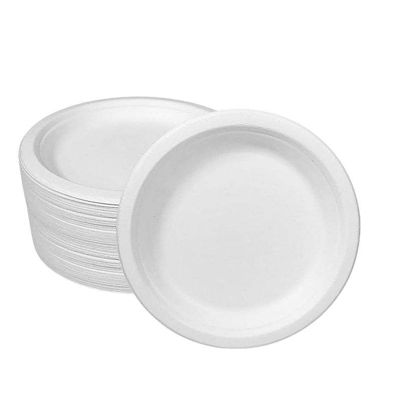 GENERICO - Platos Blancos Desechables Biodegradables 18cm Pack 50U