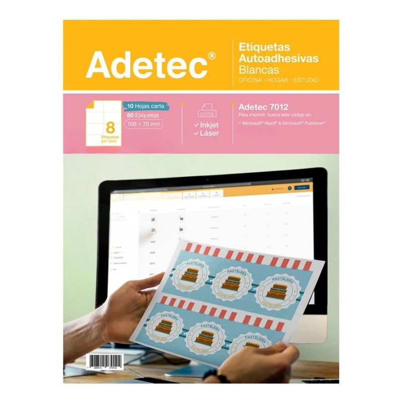 ADETEC - Etiquetas Adhesivas Brillantes 106x35 mm