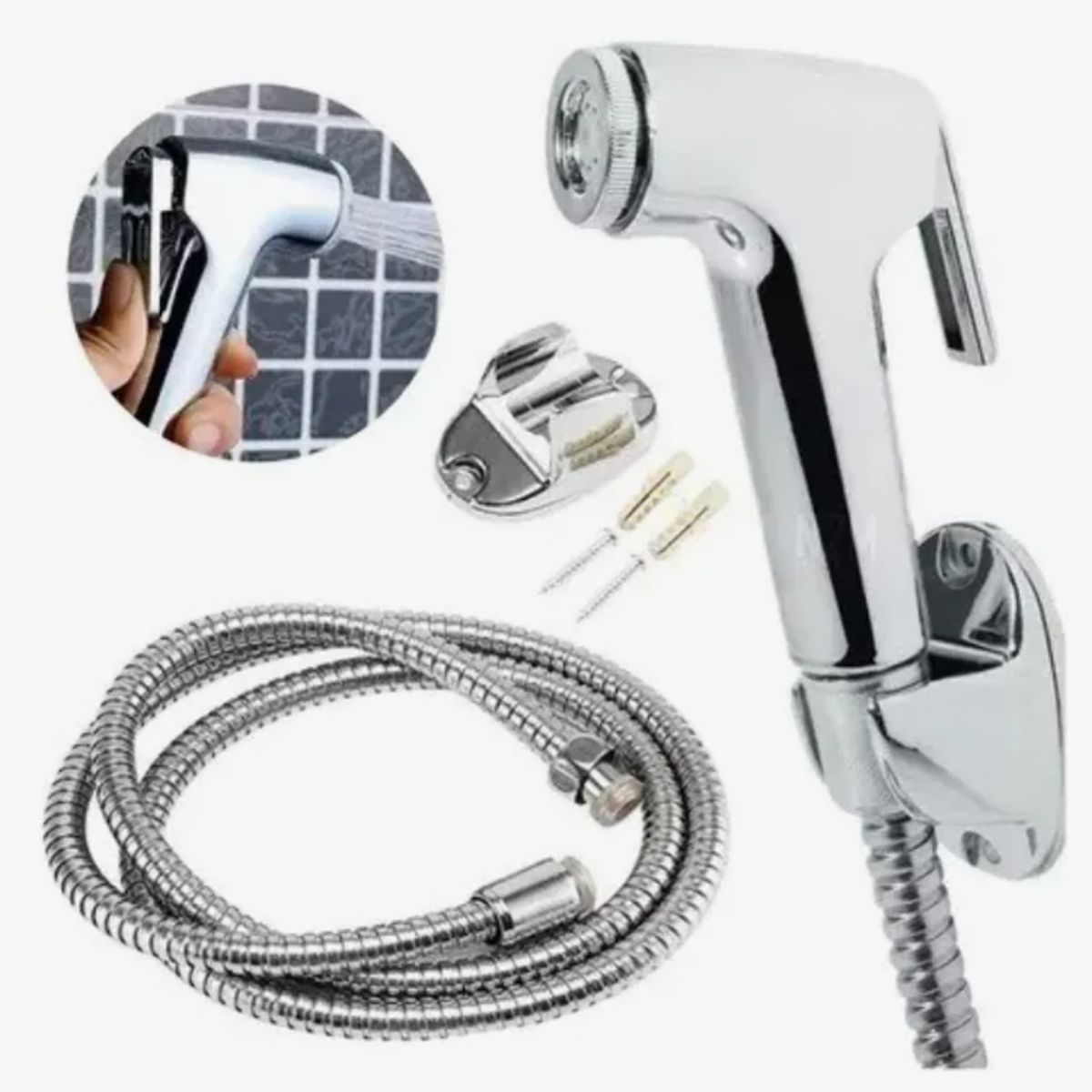 Ducha Bidet Arabe Soporte + Manguera Flexible Wc Baño, marca GENERICO - Foto 2