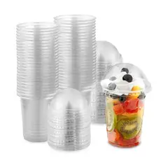 GENERICO - Vasos Plástico Con Tapa Domo Con Hoyo 12oz 360ml 50und