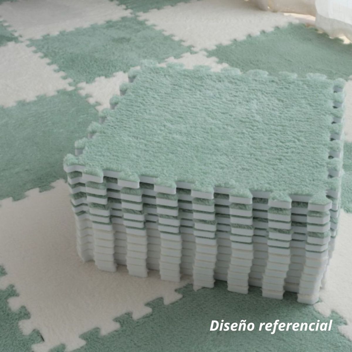 CRUSEC - Pack 6 Alfombras Rompecabezas Armable Felpa Shaggy 30x30