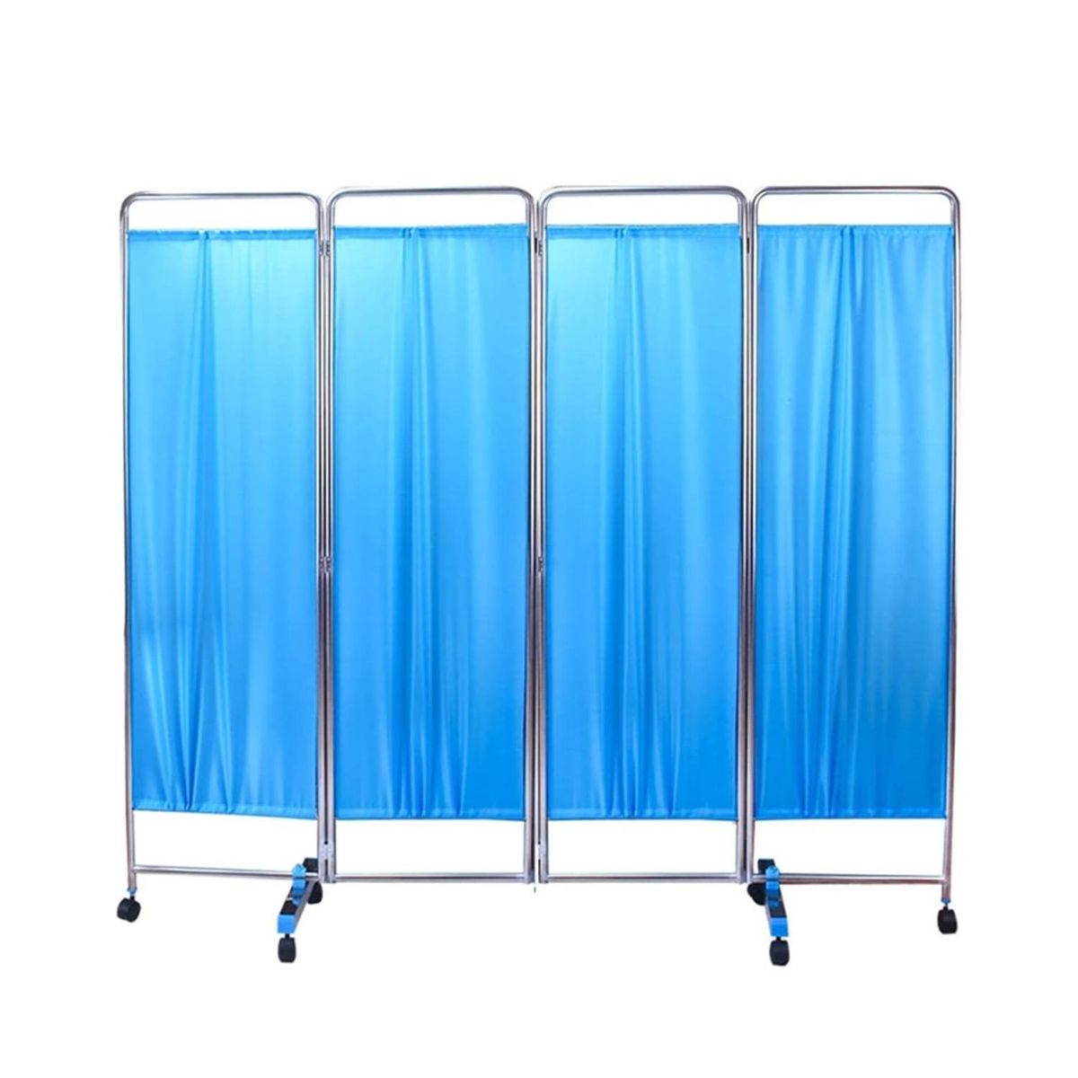 GLOMED - Biombo Separador 4 Cuerpos Acero Inoxidable Azul