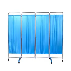 GLOMED - Biombo Separador 4 Cuerpos Acero Inoxidable Azul