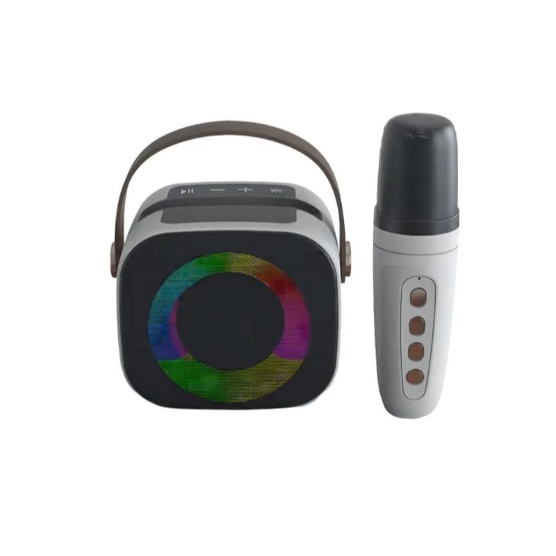 GENERICO - Mini Altavoz Karaoke Bd108 Bluetooth Luces Led V53 Portátil Color Blanco