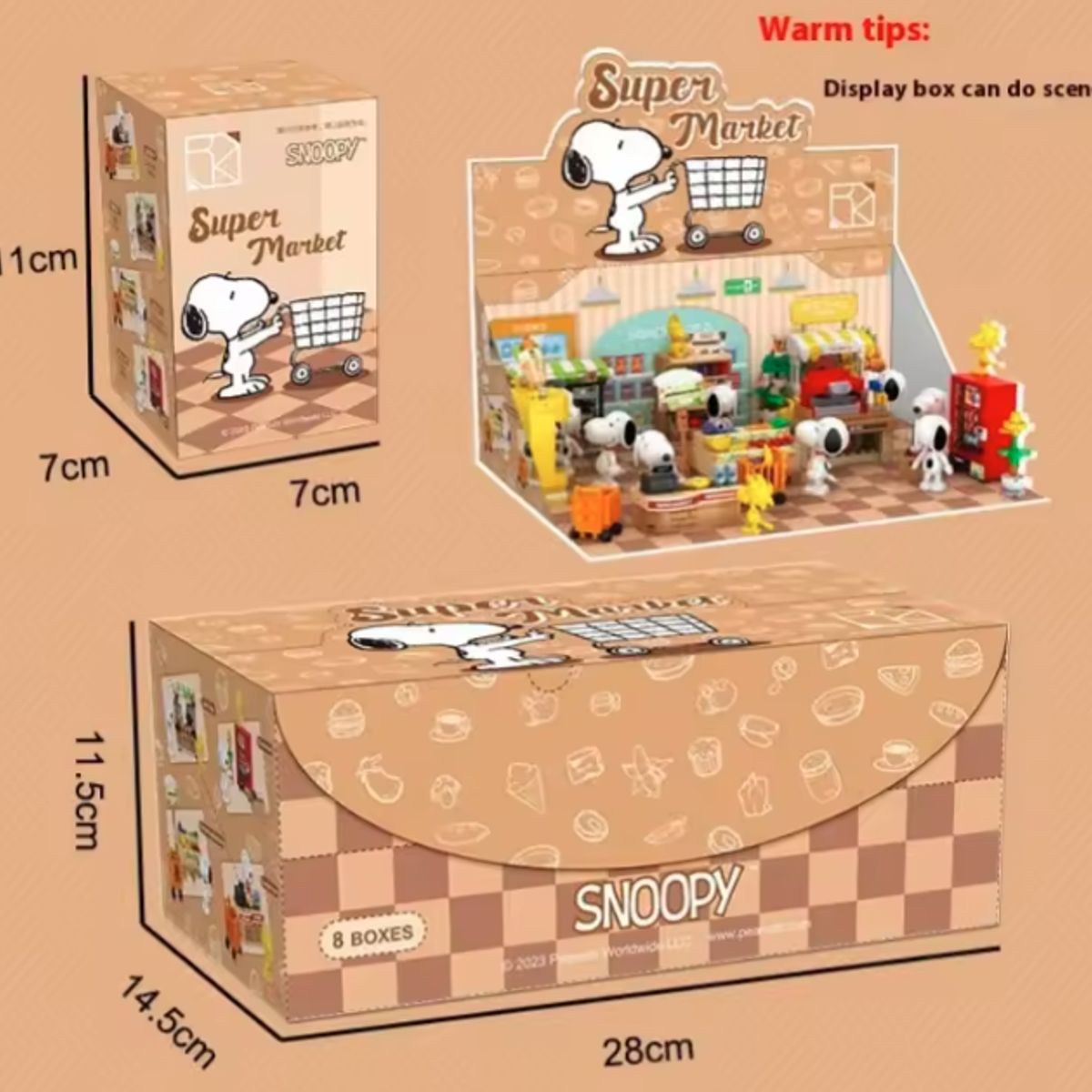 GENERICO - 1 Mini Figura Sorpresa Armable Supermarket Snoopy Peanuts